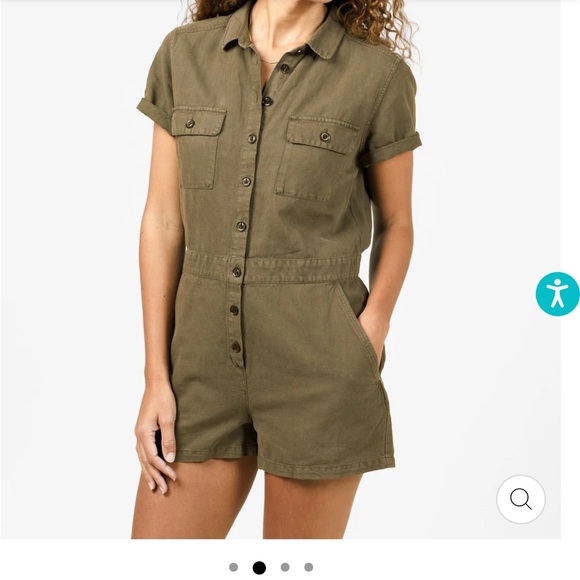 Outerknown S.E.A. Suit shortall - olive branch jumpsuit. Size M. - Picture 8 of 9